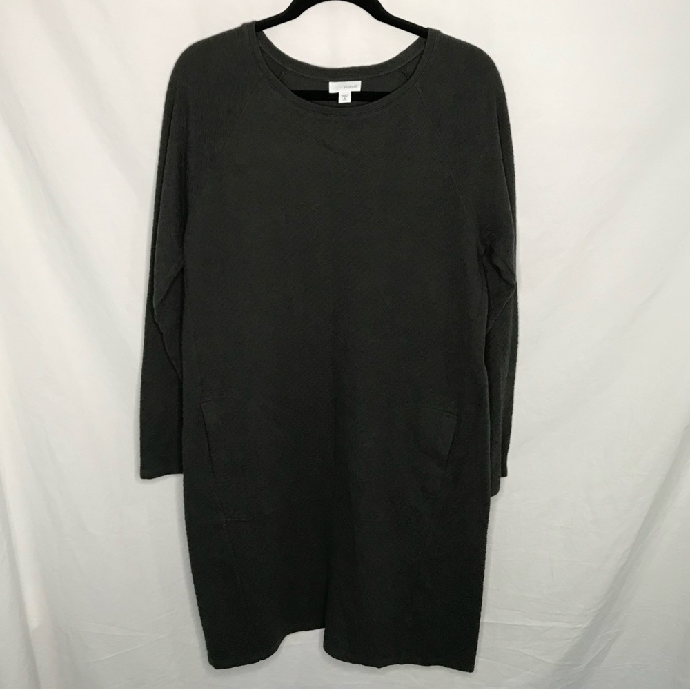 Pure Jill J Jill Gray Textured Knit Dress Medium Tall Cotton‎ Minimalist Pockets